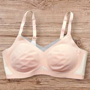 Honeylove CrossOver Contour Bra Sz 1X Blush Wireless V-Neck Back Smoothing